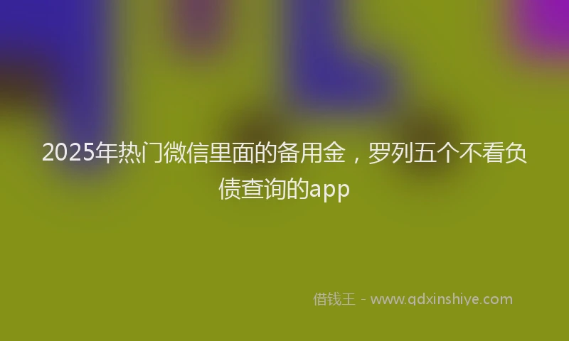 2025年热门微信里面的备用金，罗列五个不看负债查询的app