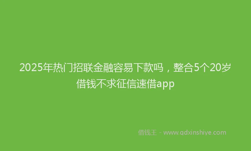 2025年热门招联金融容易下款吗，整合5个20岁借钱不求征信速借app