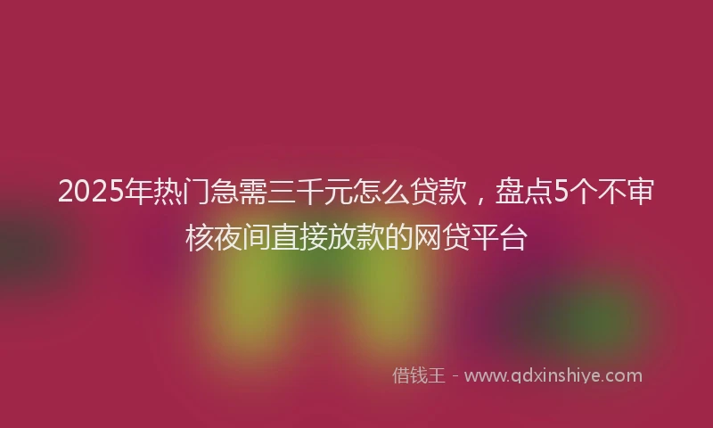 2025年热门急需三千元怎么贷款，盘点5个不审核夜间直接放款的网贷平台