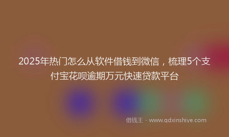 2025年热门怎么从软件借钱到微信，梳理5个支付宝花呗逾期万元快速贷款平台