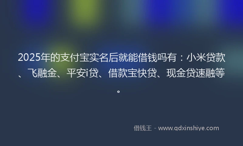 2025年的支付宝实名后就能借钱吗有：小米贷款、飞融金、平安i贷、借款宝快贷、现金贷速融等。