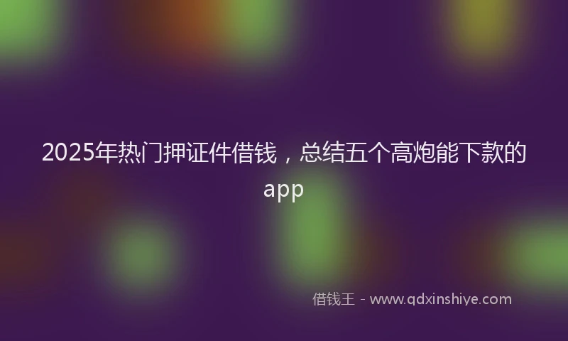 2025年热门押证件借钱，总结五个高炮能下款的app
