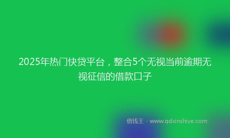 2025年热门快贷平台，整合5个无视当前逾期无视征信的借款口子