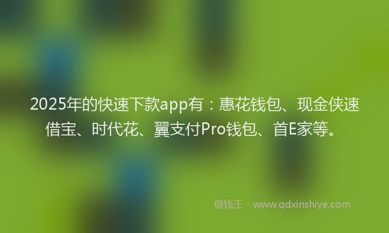 2025年的快速下款app有：惠花钱包、现金侠速借宝、时代花、翼支付Pro钱包、首E家等。