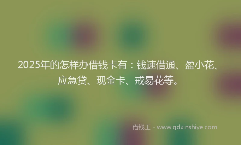 2025年的怎样办借钱卡有：钱速借通、盈小花、应急贷、现金卡、戒易花等。