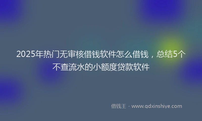2025年热门无审核借钱软件怎么借钱，总结5个不查流水的小额度贷款软件