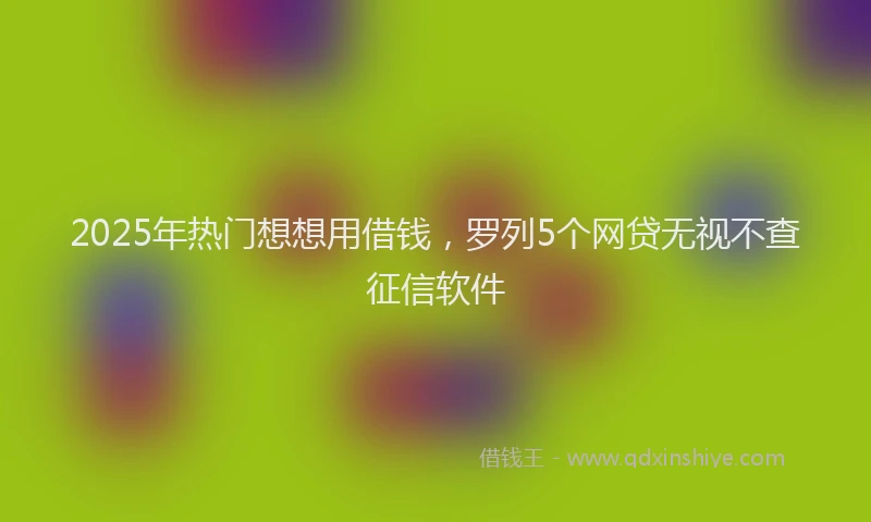 2025年热门想想用借钱，罗列5个网贷无视不查征信软件
