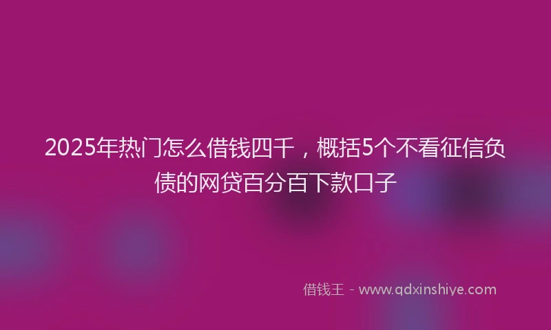 2025年热门怎么借钱四千，概括5个不看征信负债的网贷百分百下款口子