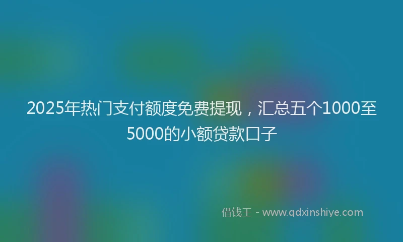 2025年热门支付额度免费提现，汇总五个1000至5000的小额贷款口子