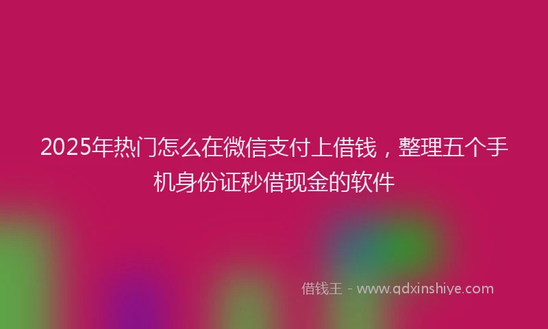 2025年热门怎么在微信支付上借钱，整理五个手机身份证秒借现金的软件