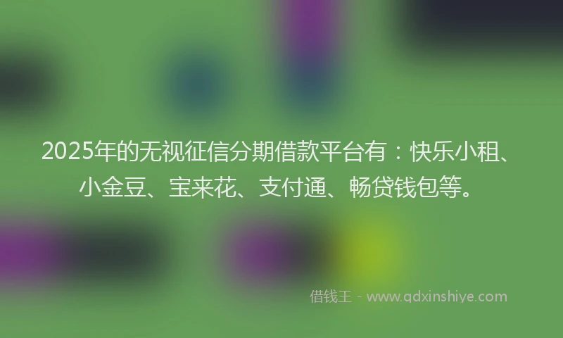 2025年的无视征信分期借款平台有：快乐小租、小金豆、宝来花、支付通、畅贷钱包等。