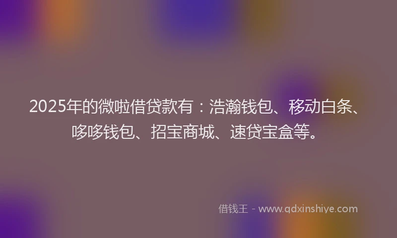 2025年的微啦借贷款有：浩瀚钱包、移动白条、哆哆钱包、招宝商城、速贷宝盒等。