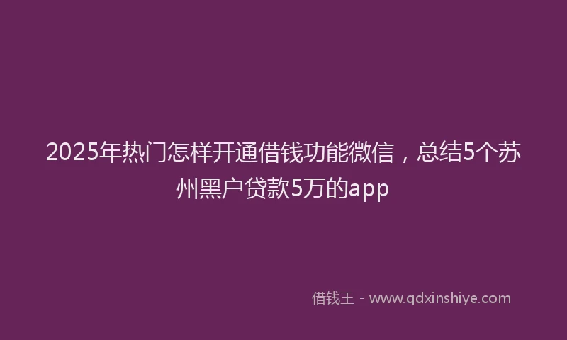 2025年热门怎样开通借钱功能微信，总结5个苏州黑户贷款5万的app