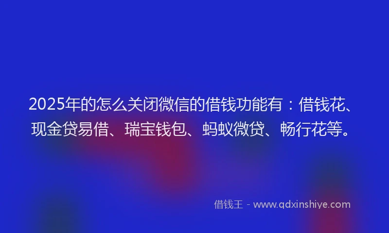 2025年的怎么关闭微信的借钱功能有：借钱花、现金贷易借、瑞宝钱包、蚂蚁微贷、畅行花等。