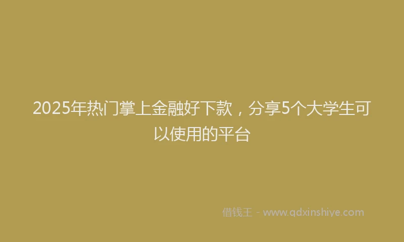 2025年热门掌上金融好下款，分享5个大学生可以使用的平台