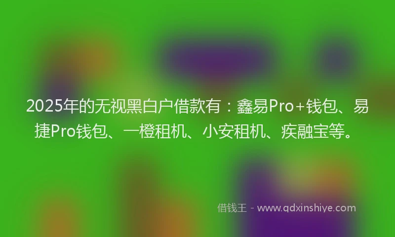 2025年的无视黑白户借款有：鑫易Pro+钱包、易捷Pro钱包、一橙租机、小安租机、疾融宝等。