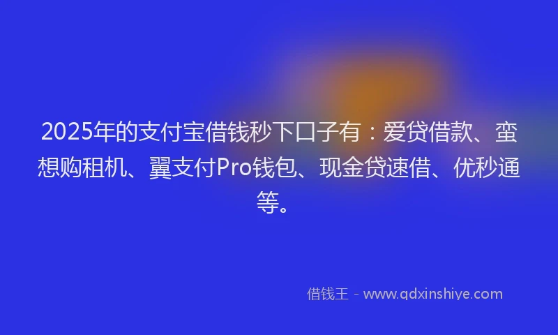 2025年的支付宝借钱秒下口子有：爱贷借款、蛮想购租机、翼支付Pro钱包、现金贷速借、优秒通等。