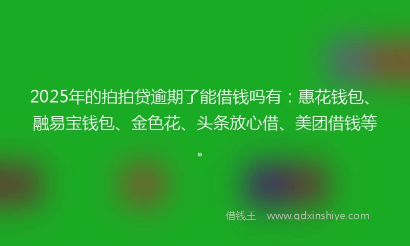 2025年的拍拍贷逾期了能借钱吗有：惠花钱包、融易宝钱包、金色花、头条放心借、美团借钱等。