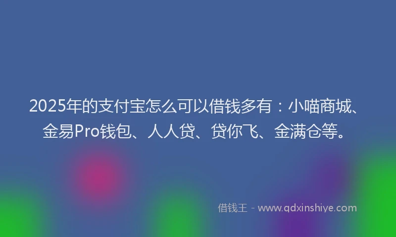 2025年的支付宝怎么可以借钱多有：小喵商城、金易Pro钱包、人人贷、贷你飞、金满仓等。