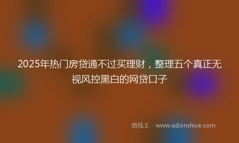 2025年热门房贷通不过买理财，整理五个真正无视风控黑白的网贷口子