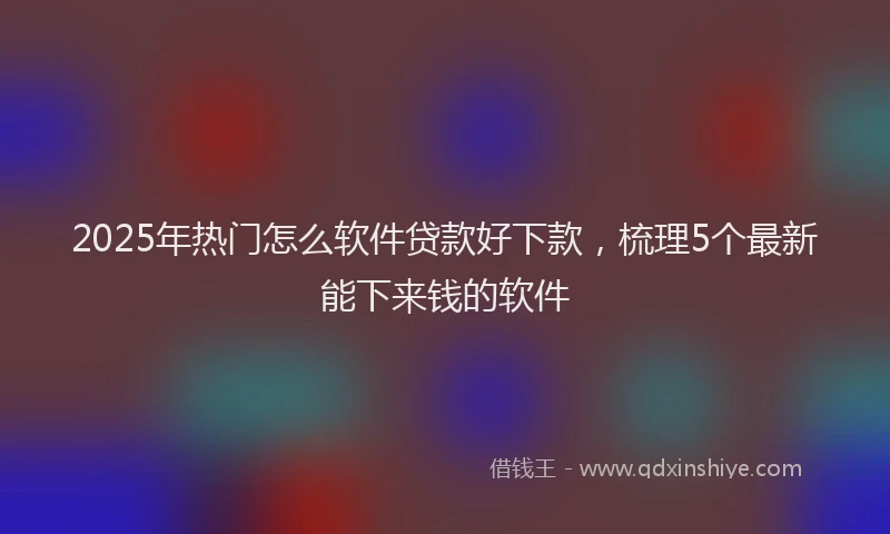 2025年热门怎么软件贷款好下款，梳理5个最新能下来钱的软件