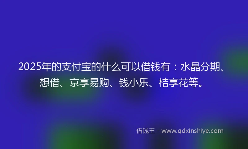 2025年的支付宝的什么可以借钱有：水晶分期、想借、京享易购、钱小乐、桔享花等。