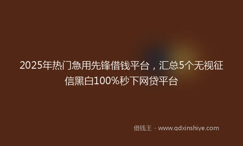 2025年热门急用先锋借钱平台，汇总5个无视征信黑白100%秒下网贷平台