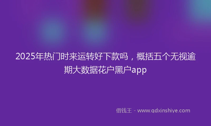 2025年热门时来运转好下款吗，概括五个无视逾期大数据花户黑户app