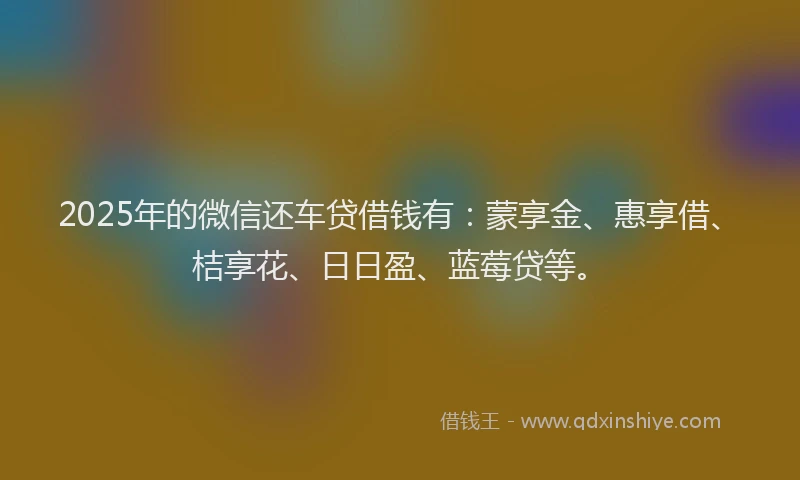 2025年的微信还车贷借钱有：蒙享金、惠享借、桔享花、日日盈、蓝莓贷等。