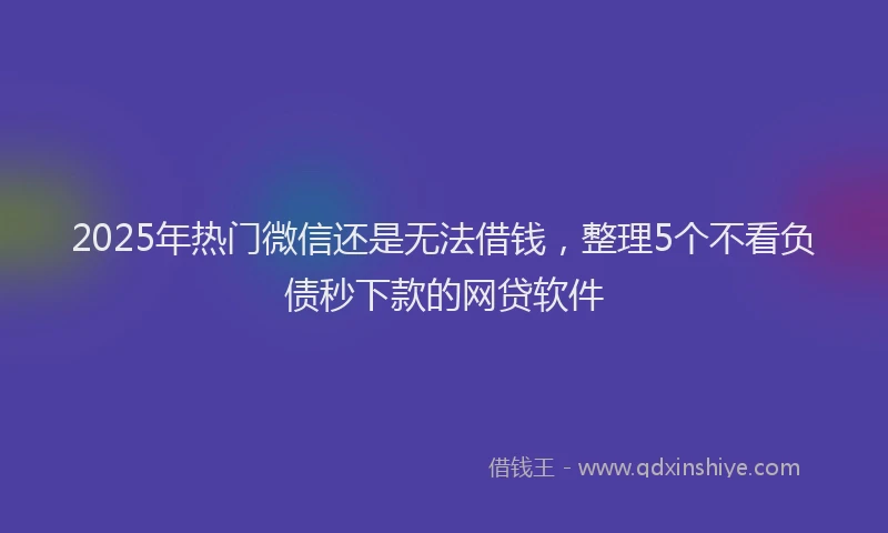 2025年热门微信还是无法借钱，整理5个不看负债秒下款的网贷软件