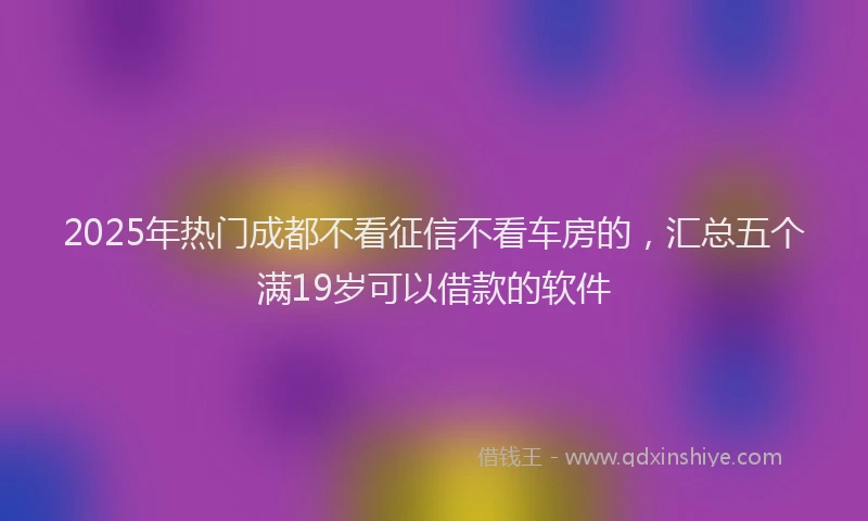2025年热门成都不看征信不看车房的，汇总五个满19岁可以借款的软件