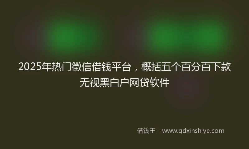 2025年热门徵信借钱平台，概括五个百分百下款无视黑白户网贷软件