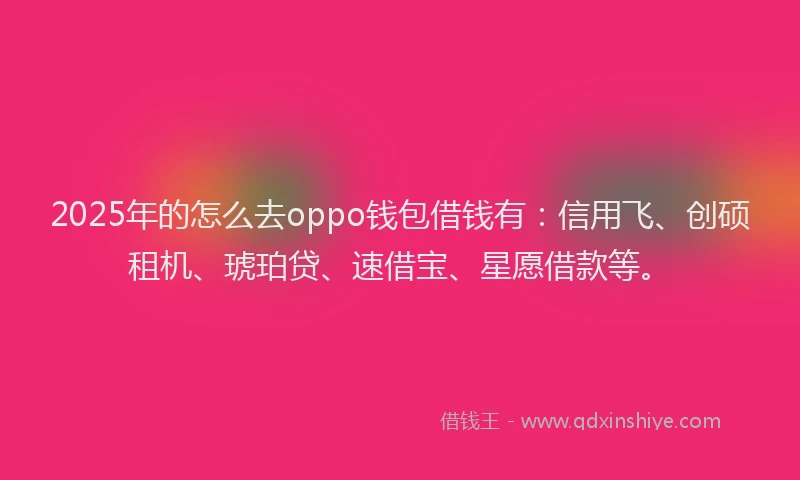 2025年的怎么去oppo钱包借钱有：信用飞、创硕租机、琥珀贷、速借宝、星愿借款等。