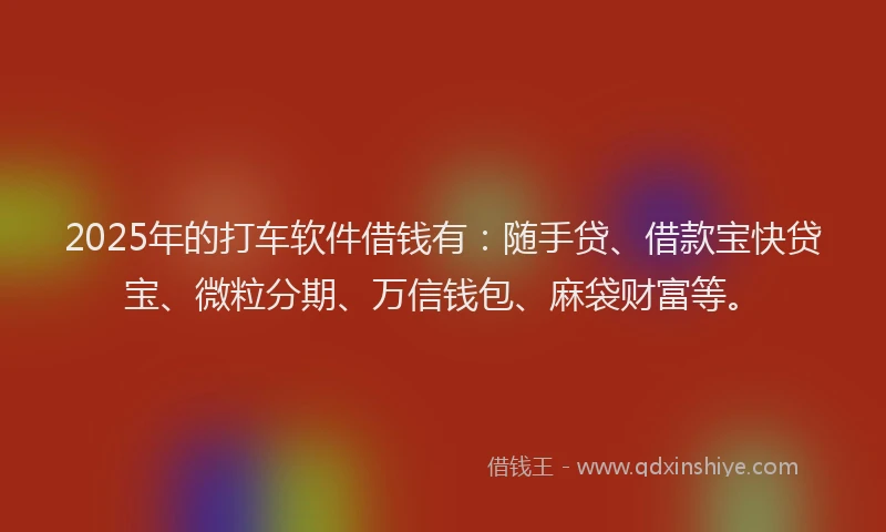 2025年的打车软件借钱有：随手贷、借款宝快贷宝、微粒分期、万信钱包、麻袋财富等。