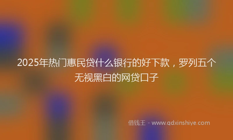 2025年热门惠民贷什么银行的好下款，罗列五个无视黑白的网贷口子