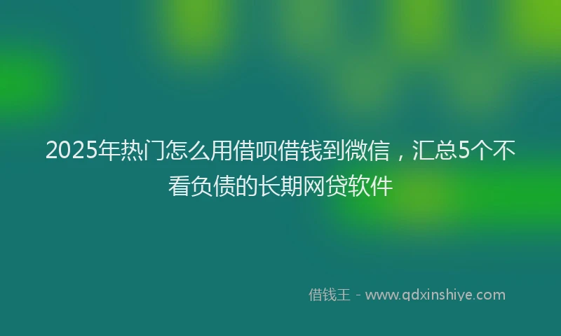 2025年热门怎么用借呗借钱到微信，汇总5个不看负债的长期网贷软件