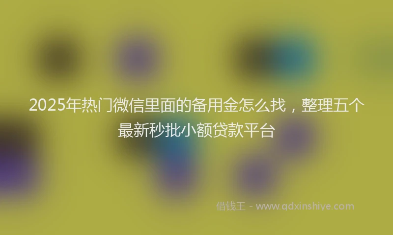 2025年热门微信里面的备用金怎么找，整理五个最新秒批小额贷款平台