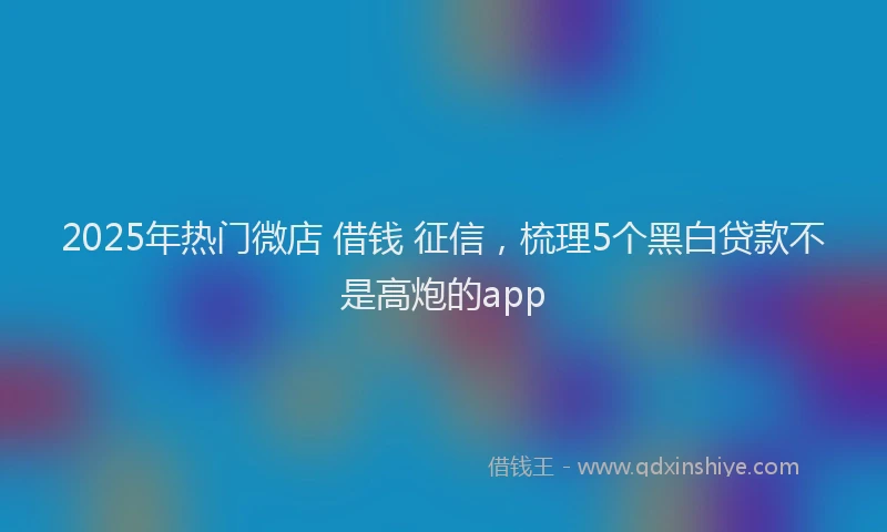 2025年热门微店 借钱 征信，梳理5个黑白贷款不是高炮的app