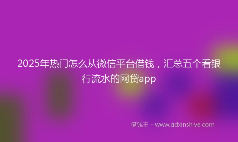 2025年热门怎么从微信平台借钱，汇总五个看银行流水的网贷app