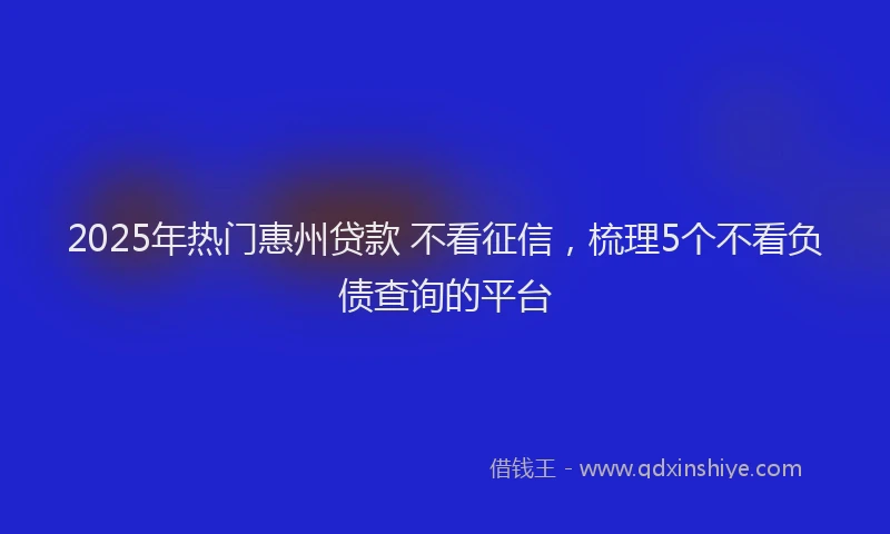 2025年热门惠州贷款 不看征信，梳理5个不看负债查询的平台