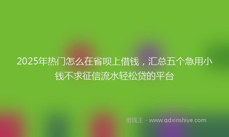 2025年热门怎么在省呗上借钱，汇总五个急用小钱不求征信流水轻松贷的平台