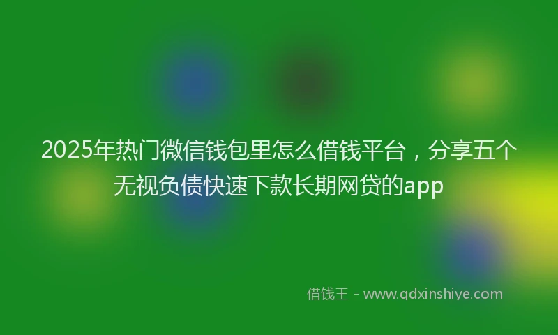 2025年热门微信钱包里怎么借钱平台，分享五个无视负债快速下款长期网贷的app