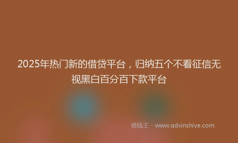 2025年热门新的借贷平台，归纳五个不看征信无视黑白百分百下款平台
