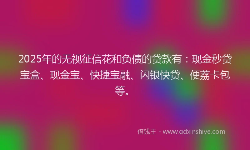 2025年的无视征信花和负债的贷款有：现金秒贷宝盒、现金宝、快捷宝融、闪银快贷、便荔卡包等。