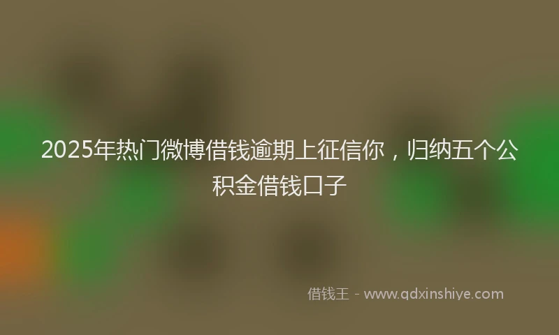 2025年热门微博借钱逾期上征信你，归纳五个公积金借钱口子