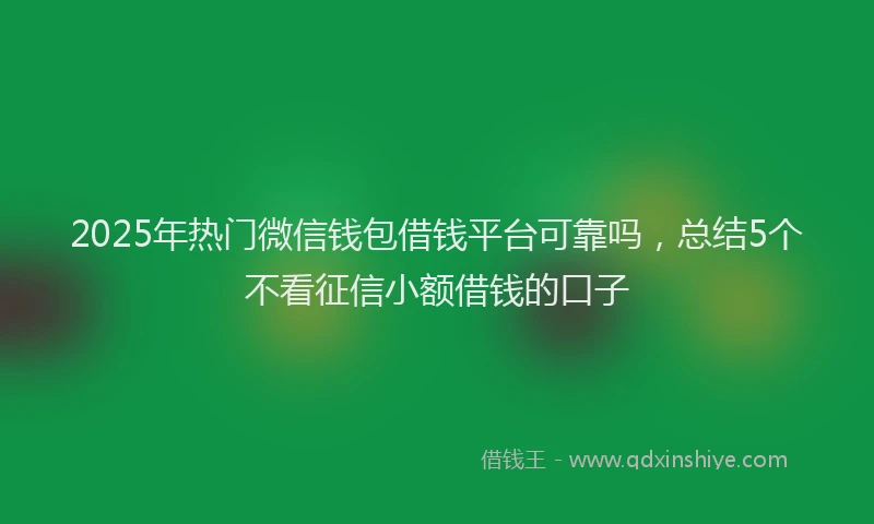 2025年热门微信钱包借钱平台可靠吗，总结5个不看征信小额借钱的口子