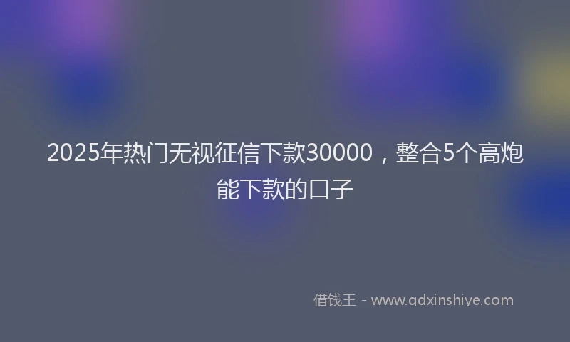 2025年热门无视征信下款30000，整合5个高炮能下款的口子