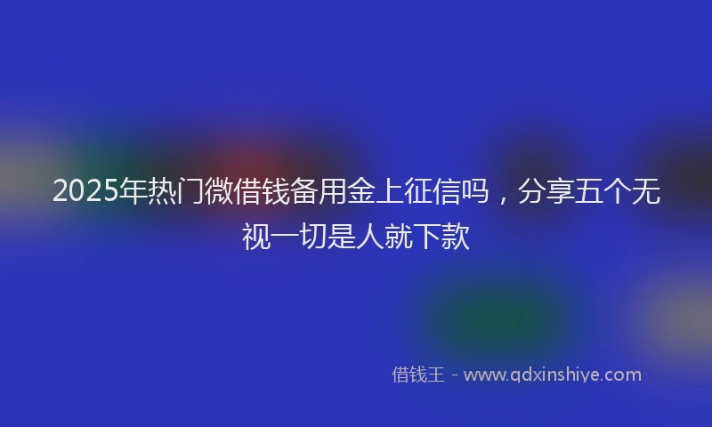 2025年热门微借钱备用金上征信吗，分享五个无视一切是人就下款