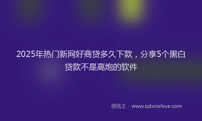 2025年热门新网好商贷多久下款，分享5个黑白贷款不是高炮的软件