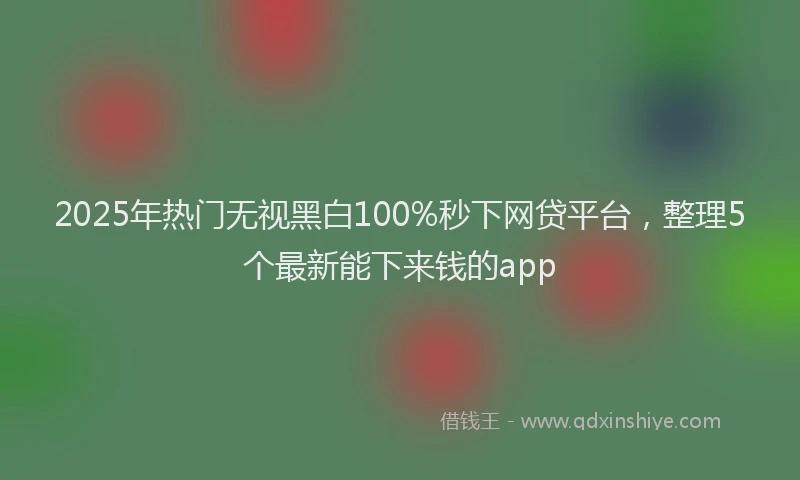 2025年热门无视黑白100%秒下网贷平台，整理5个最新能下来钱的app